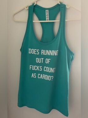 Women's Teal Racerback Tank Top with Graphic Slogan~~Size Small~~NWOT~~🩵